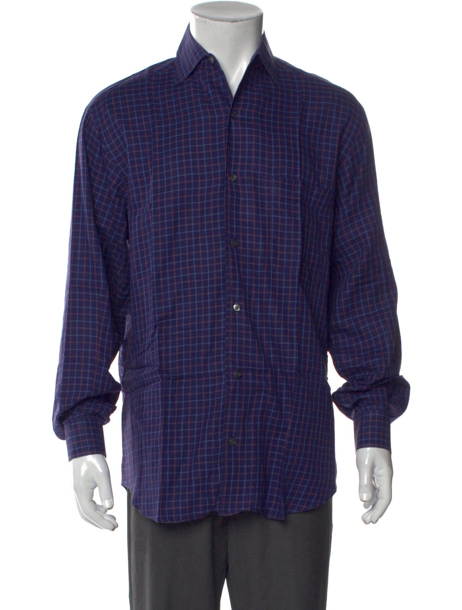 Paul Stuart Plaid Print Long Sleeve Dress Shirt