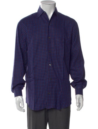 Paul Stuart Plaid Print Long Sleeve Dress Shirt