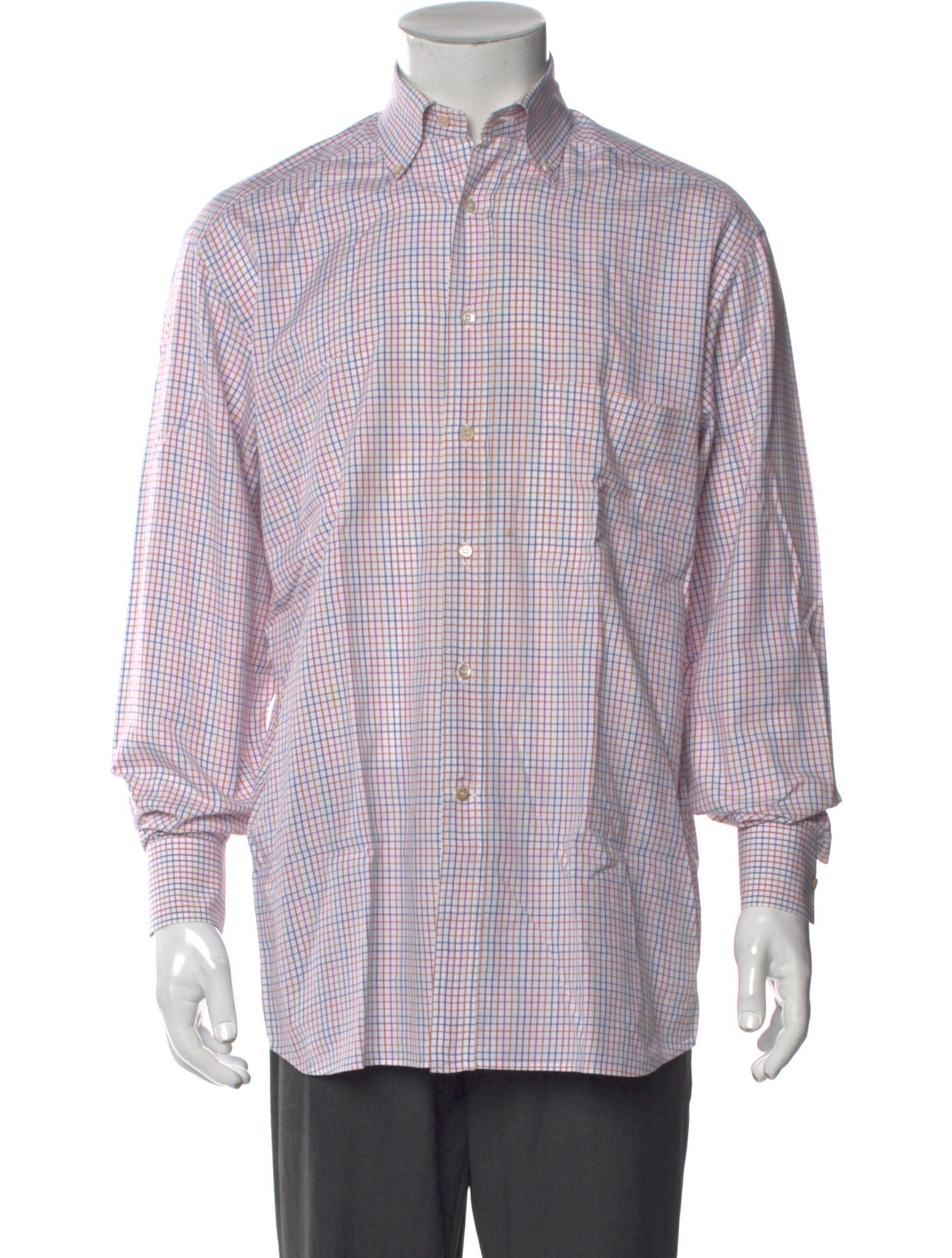 Paul Stuart Plaid Print Long Sleeve Dress Shirt