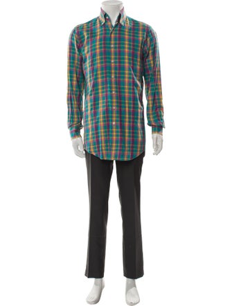Paul Stuart Plaid Print Long Sleeve Dress Shirt