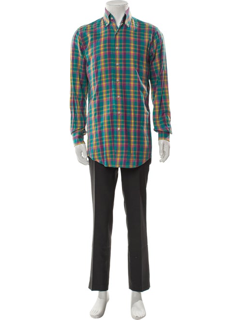 Paul Stuart Plaid Print Long Sleeve Dress Shirt