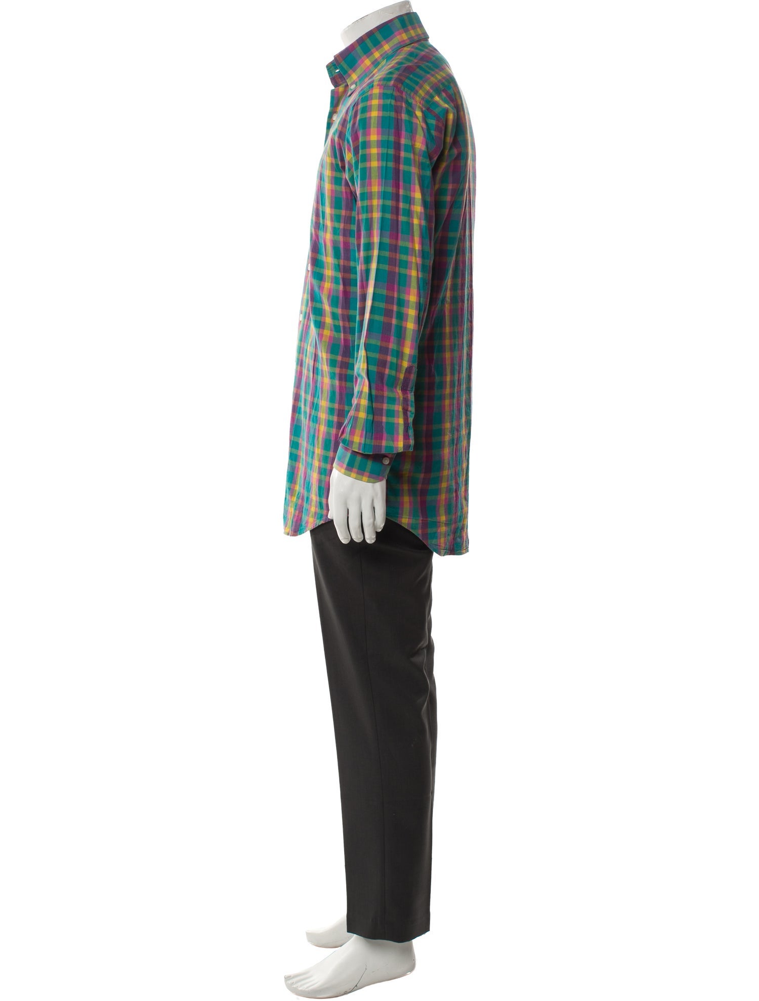Paul Stuart Plaid Print Long Sleeve Dress Shirt