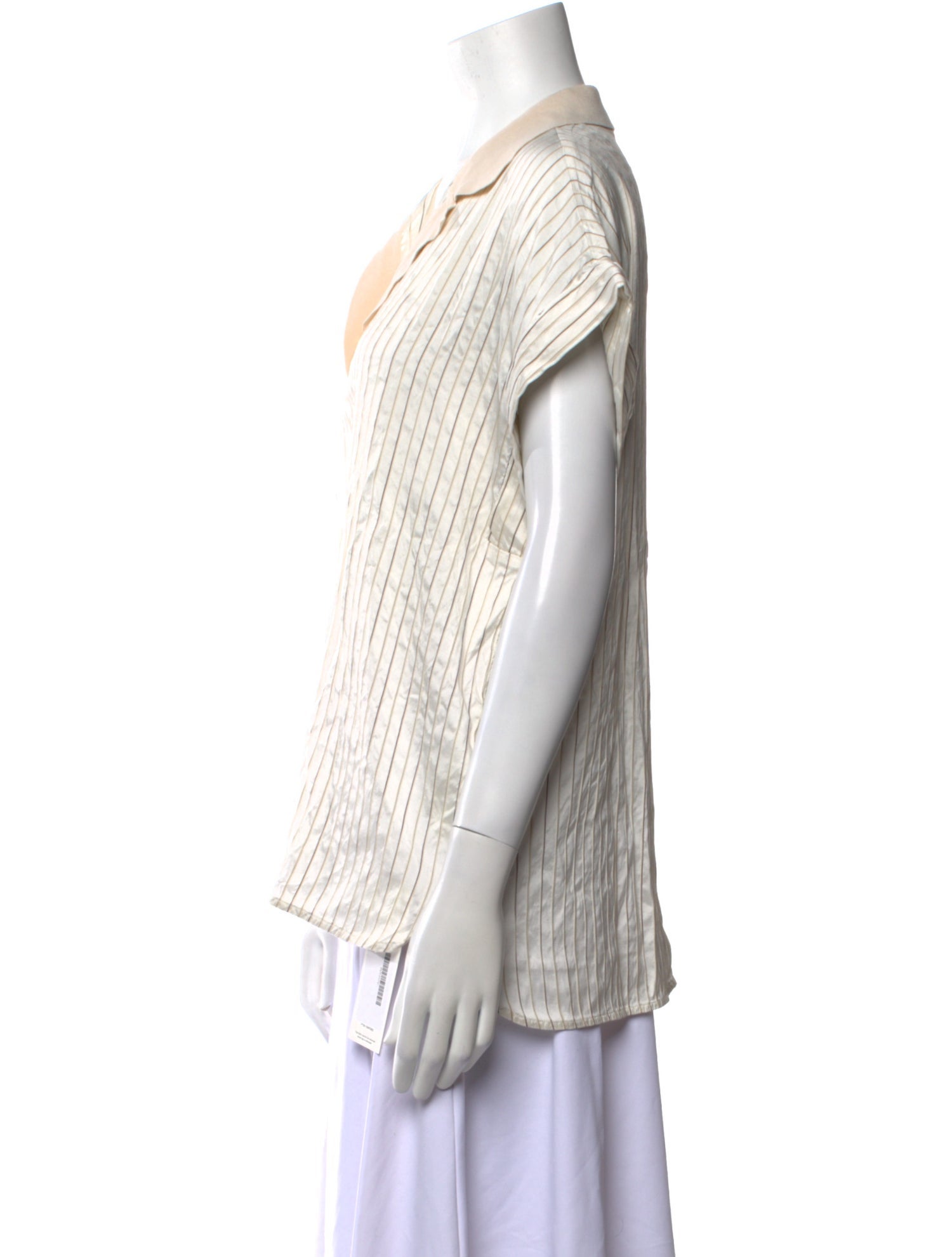 Paul Stuart Silk Striped Button-Up Top