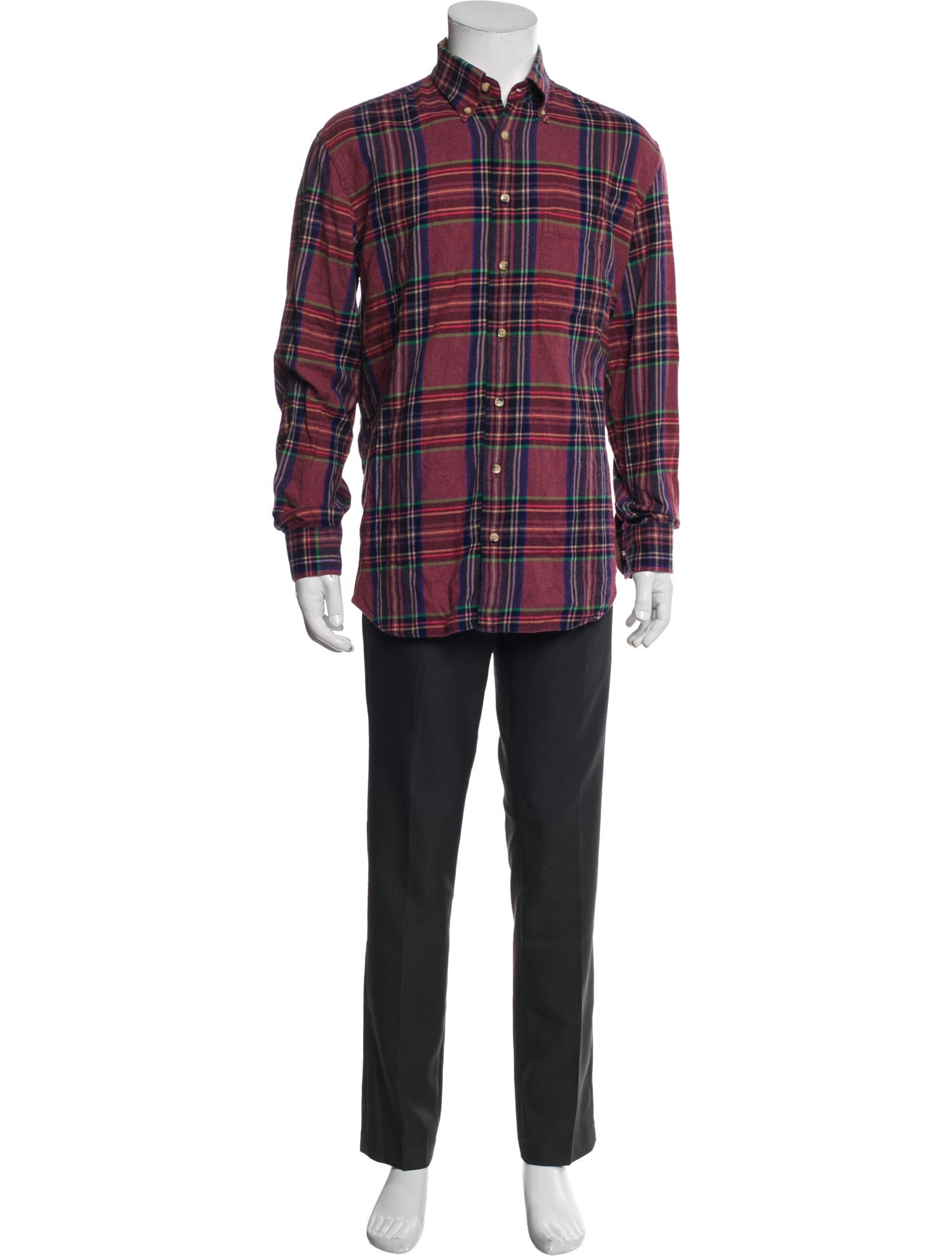 Paul Stuart Plaid Print Long Sleeve Shirt