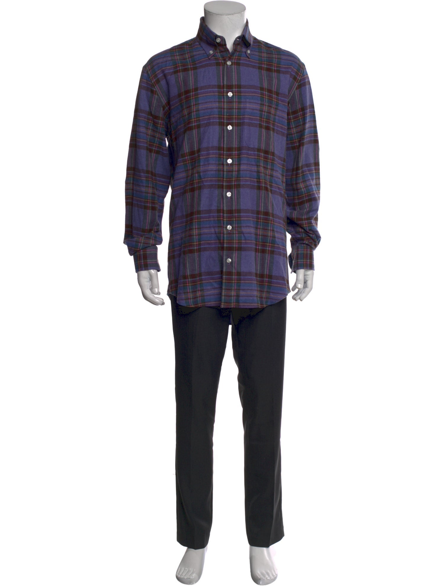 Paul Stuart Plaid Print Long Sleeve Shirt
