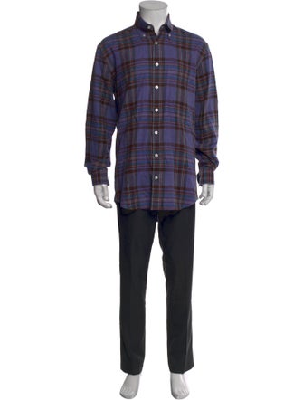 Paul Stuart Plaid Print Long Sleeve Shirt