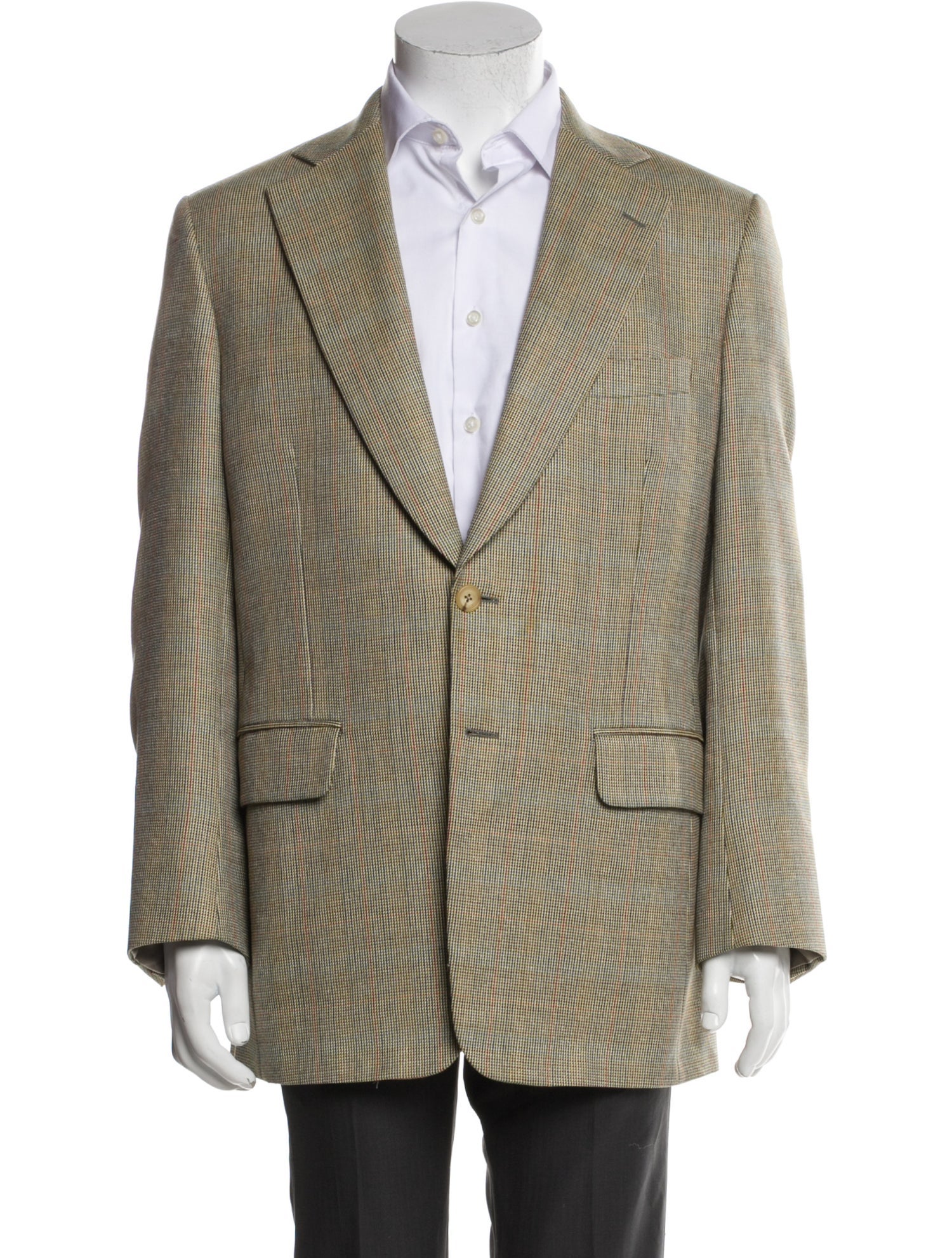 Paul Stuart Wool Plaid Print Blazer