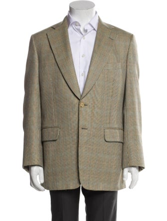 Paul Stuart Wool Plaid Print Blazer