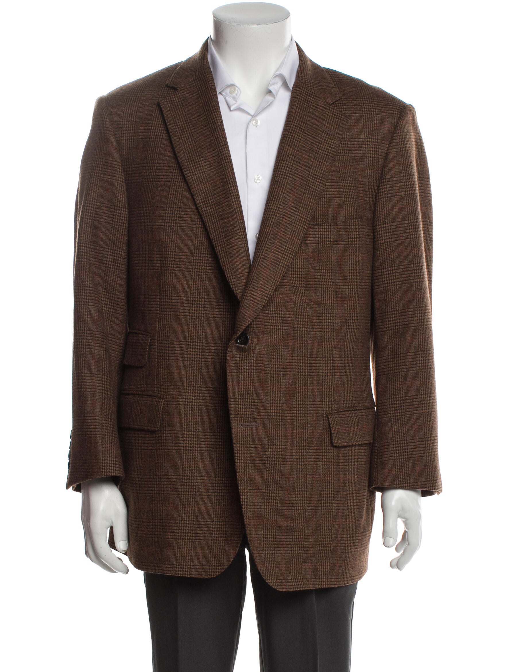 Paul Stuart Lambswool Plaid Print Blazer