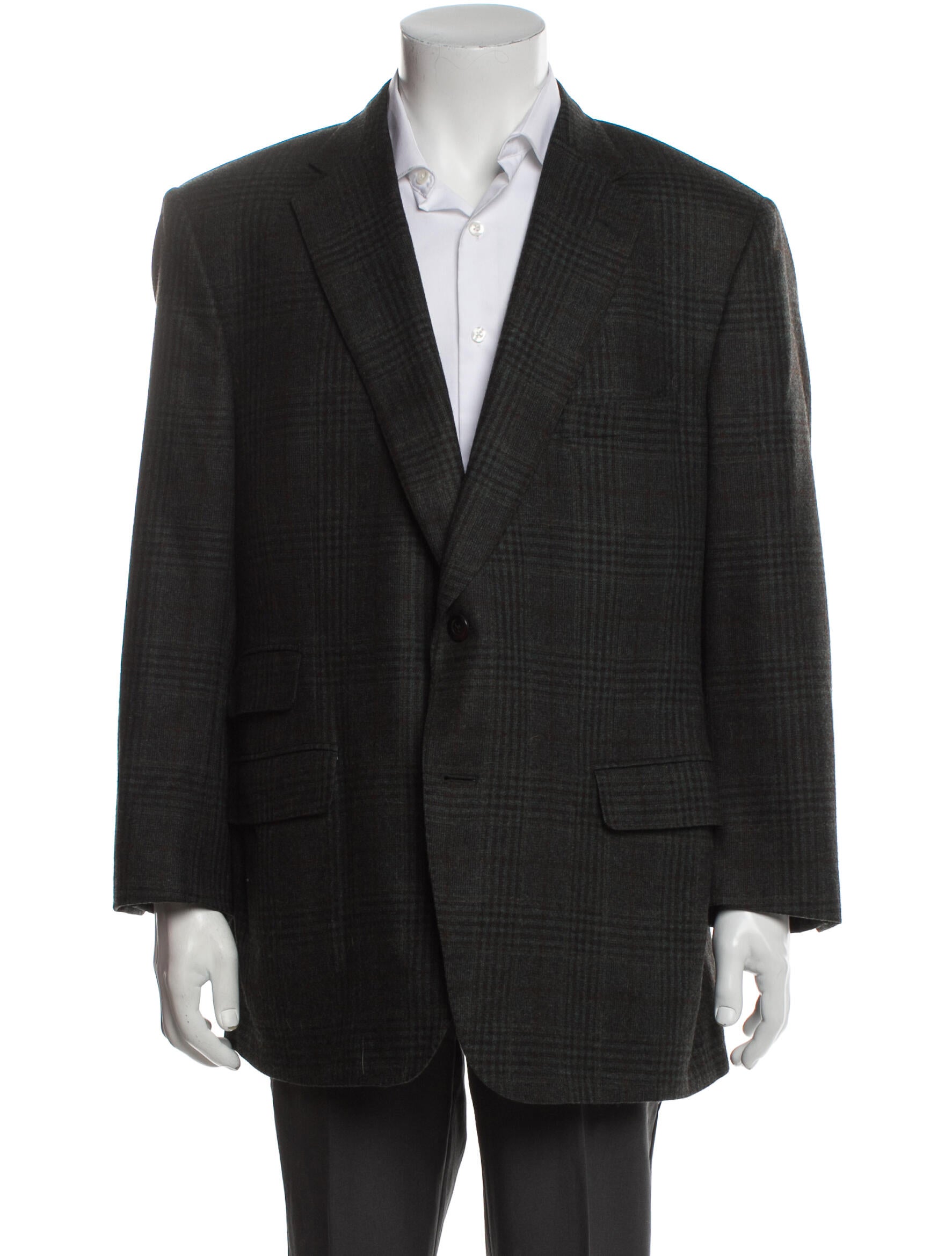 Paul Stuart Wool Plaid Print Blazer