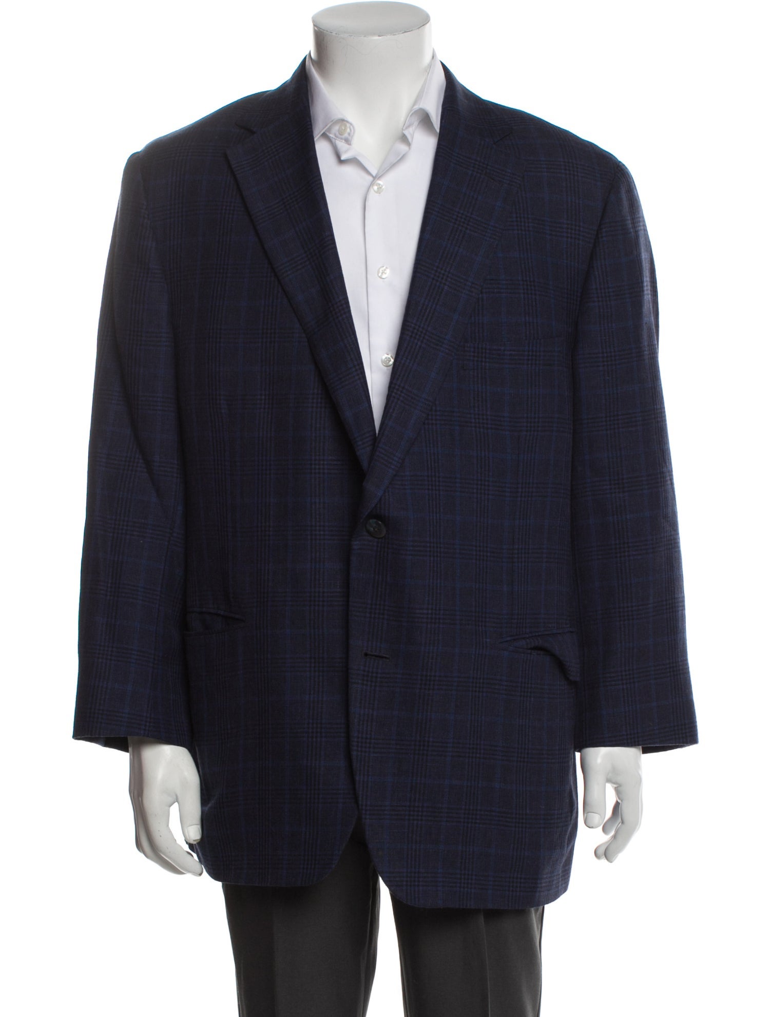 Paul Stuart Wool Plaid Print Blazer
