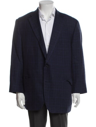 Paul Stuart Wool Plaid Print Blazer