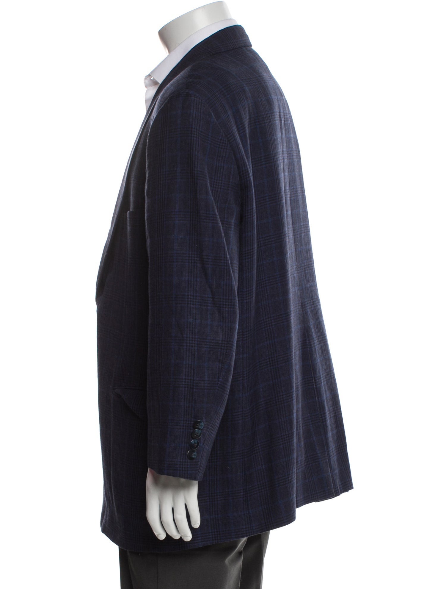 Paul Stuart Wool Plaid Print Blazer