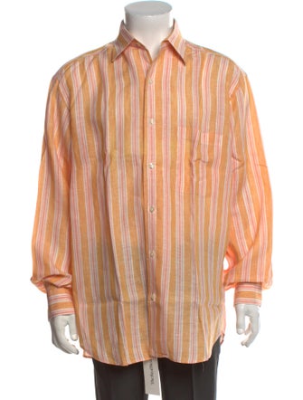 Paul Stuart Linen Striped Dress Shirt