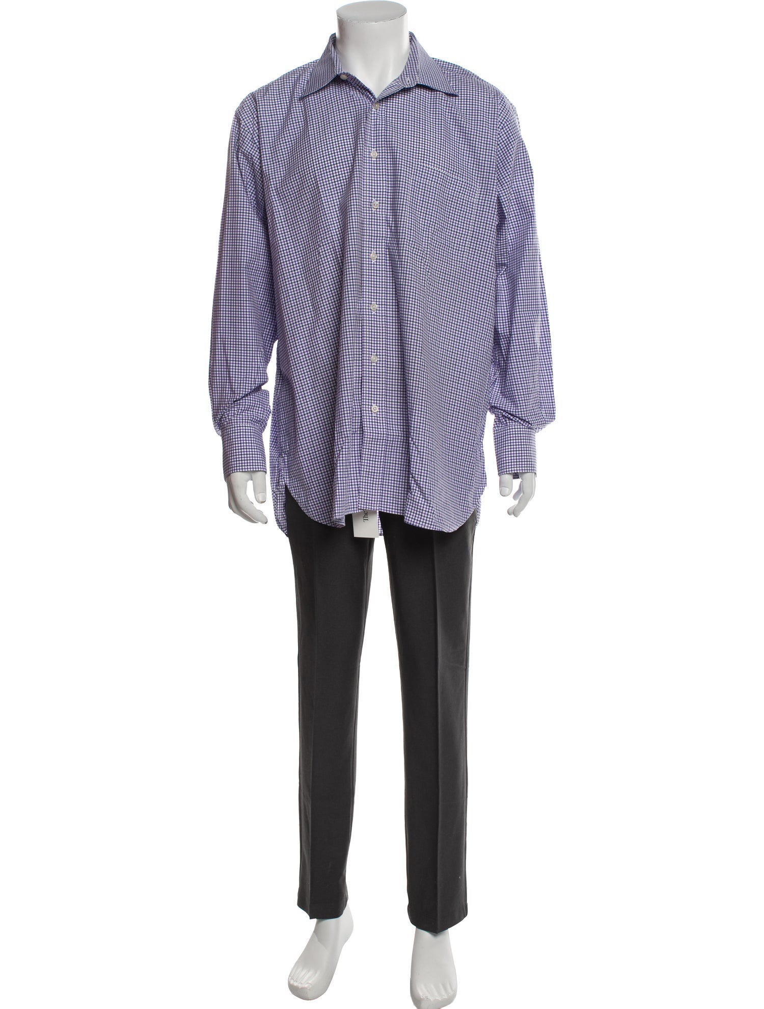 Paul Stuart Plaid Print Long Sleeve Dress Shirt