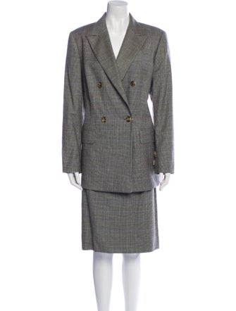 Paul Stuart Wool Tweed Pattern Skirt Suit