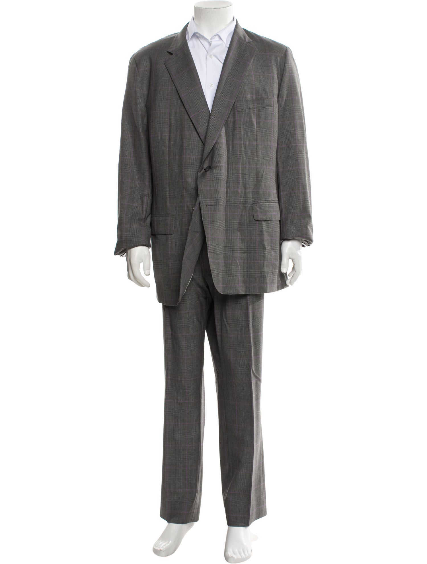 Paul Stuart Wool Plaid Print Two-Piece Suit