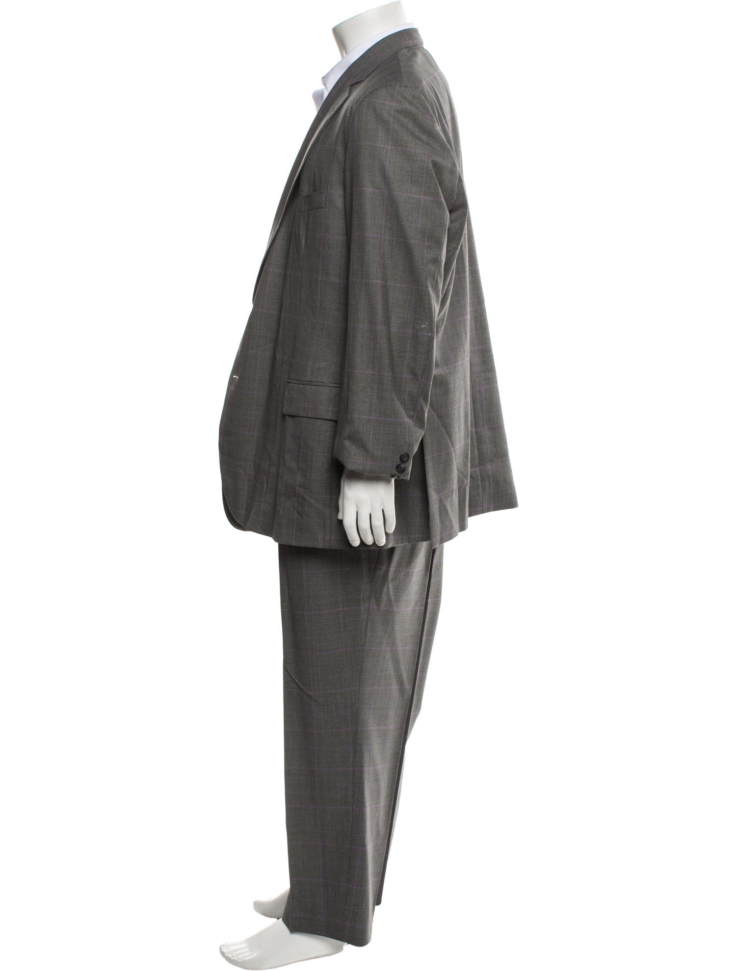 Paul Stuart Wool Plaid Print Two-Piece Suit