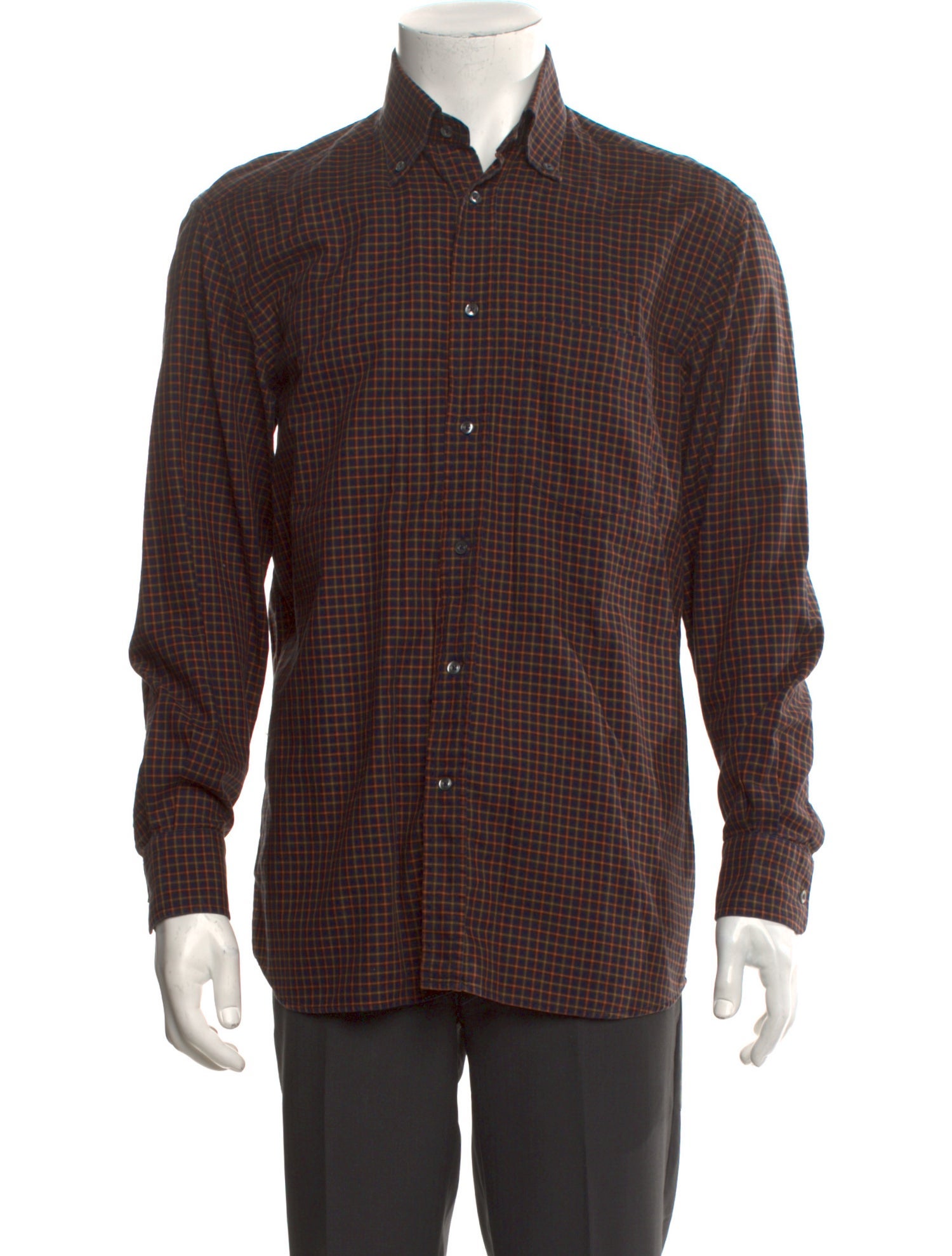 Paul Stuart Plaid Print Long Sleeve Dress Shirt