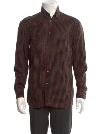 Paul Stuart Plaid Print Long Sleeve Dress Shirt