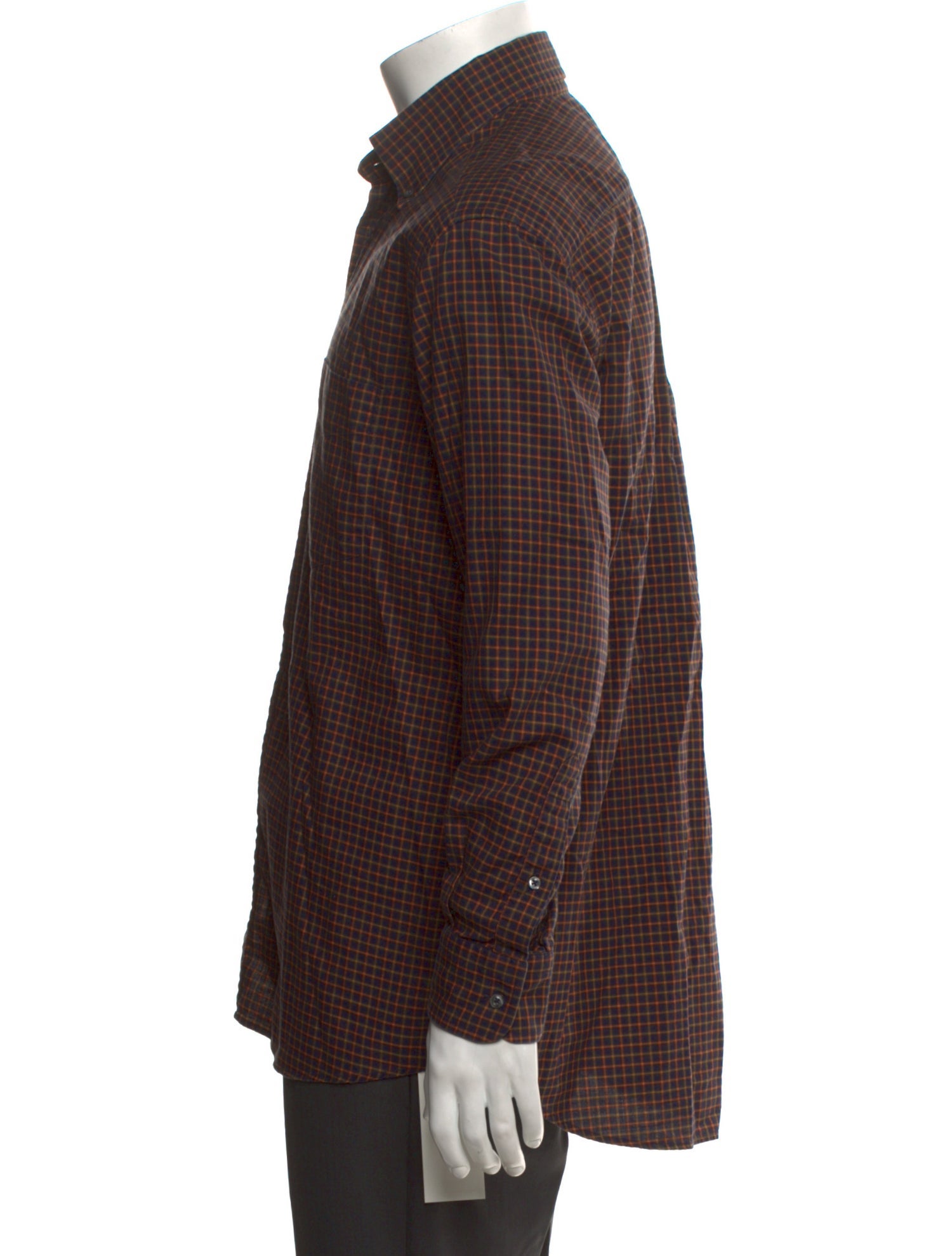 Paul Stuart Plaid Print Long Sleeve Dress Shirt