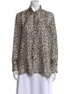 Paul Stuart Silk Animal Print Button-Up Top