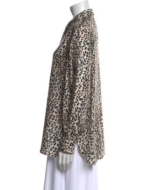 Paul Stuart Silk Animal Print Button-Up Top