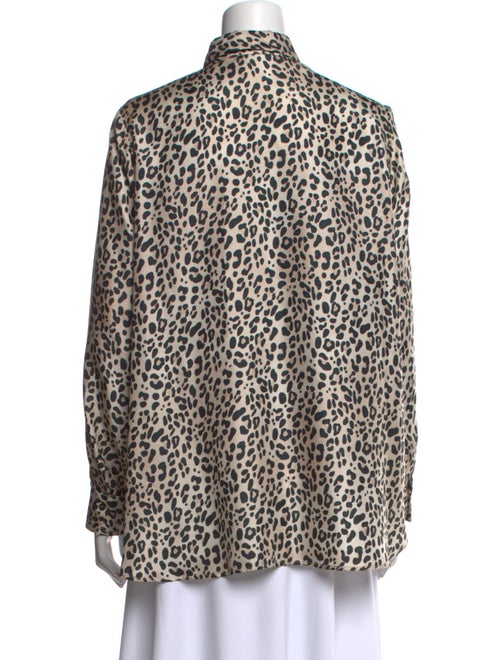 Paul Stuart Silk Animal Print Button-Up Top