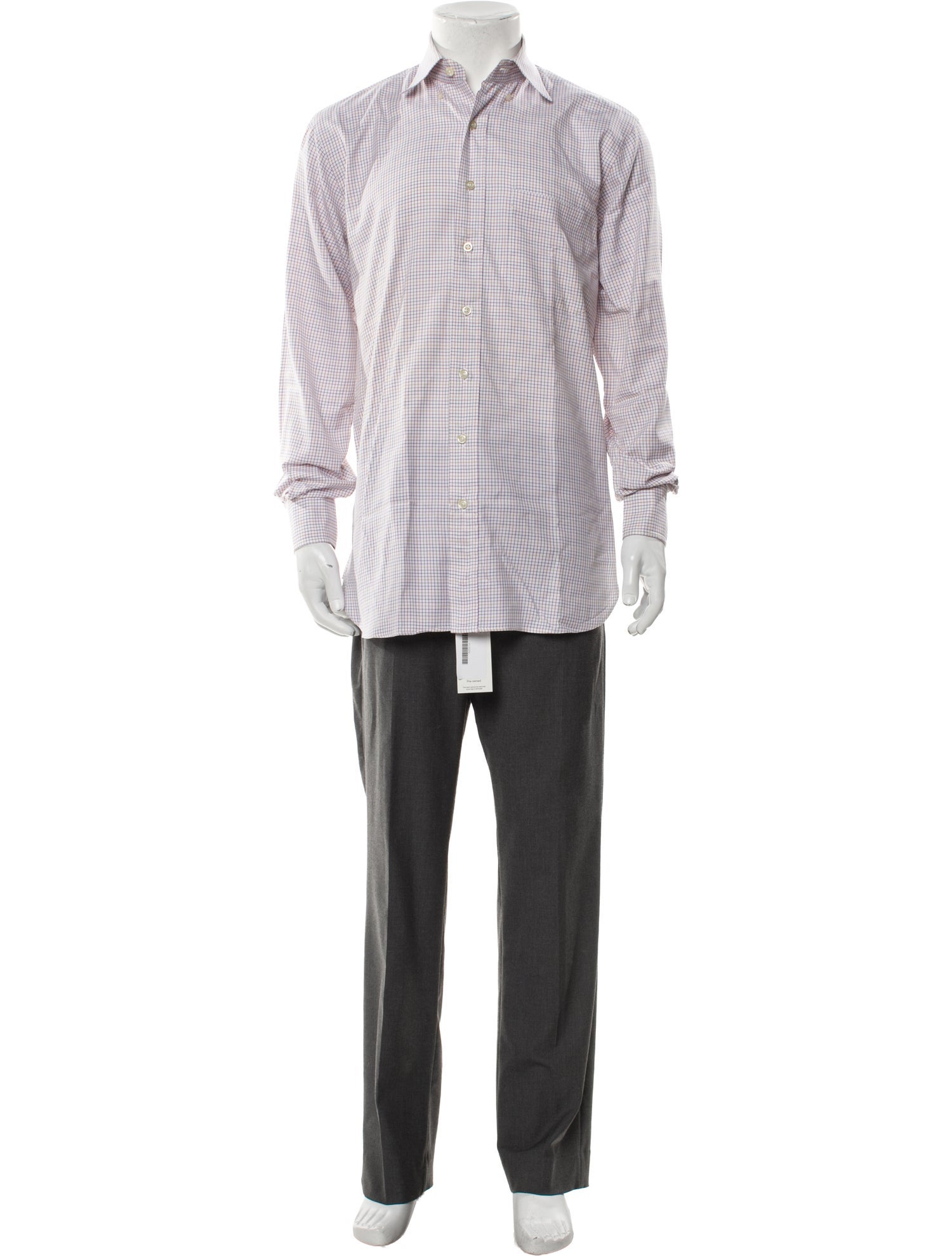 Paul Stuart Plaid Print Long Sleeve Dress Shirt