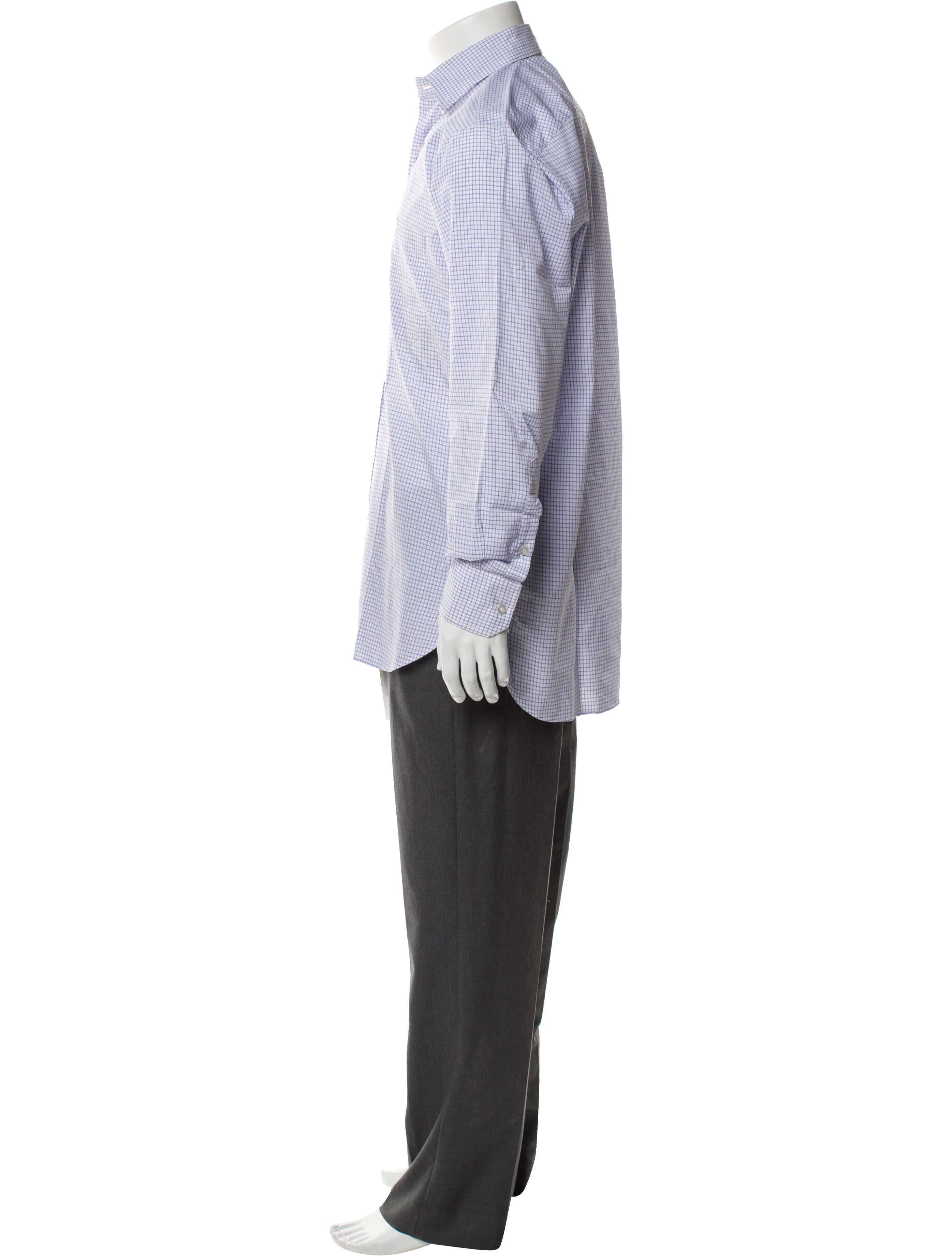 Paul Stuart Plaid Print Long Sleeve Dress Shirt