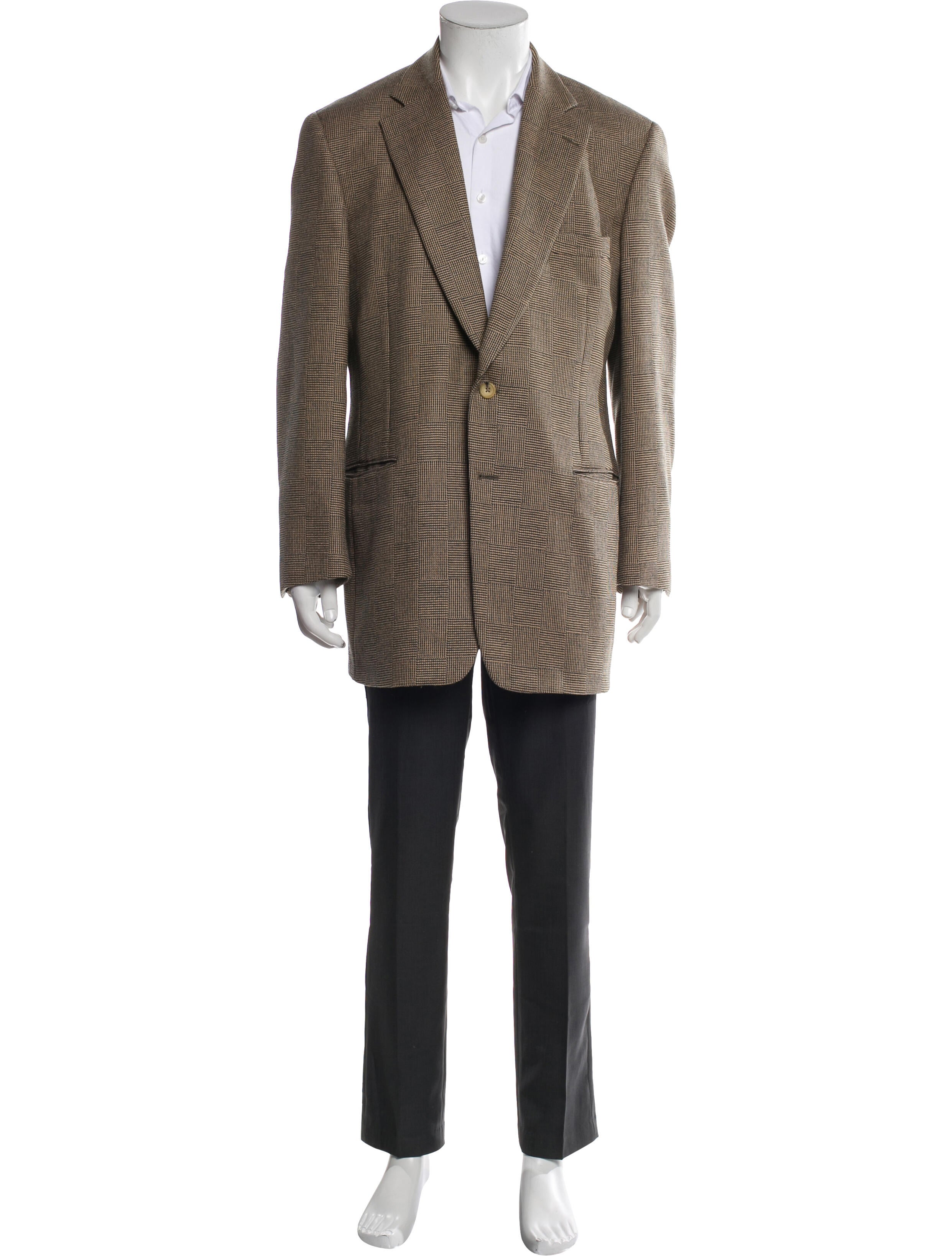 Paul Stuart Wool Plaid Print Blazer