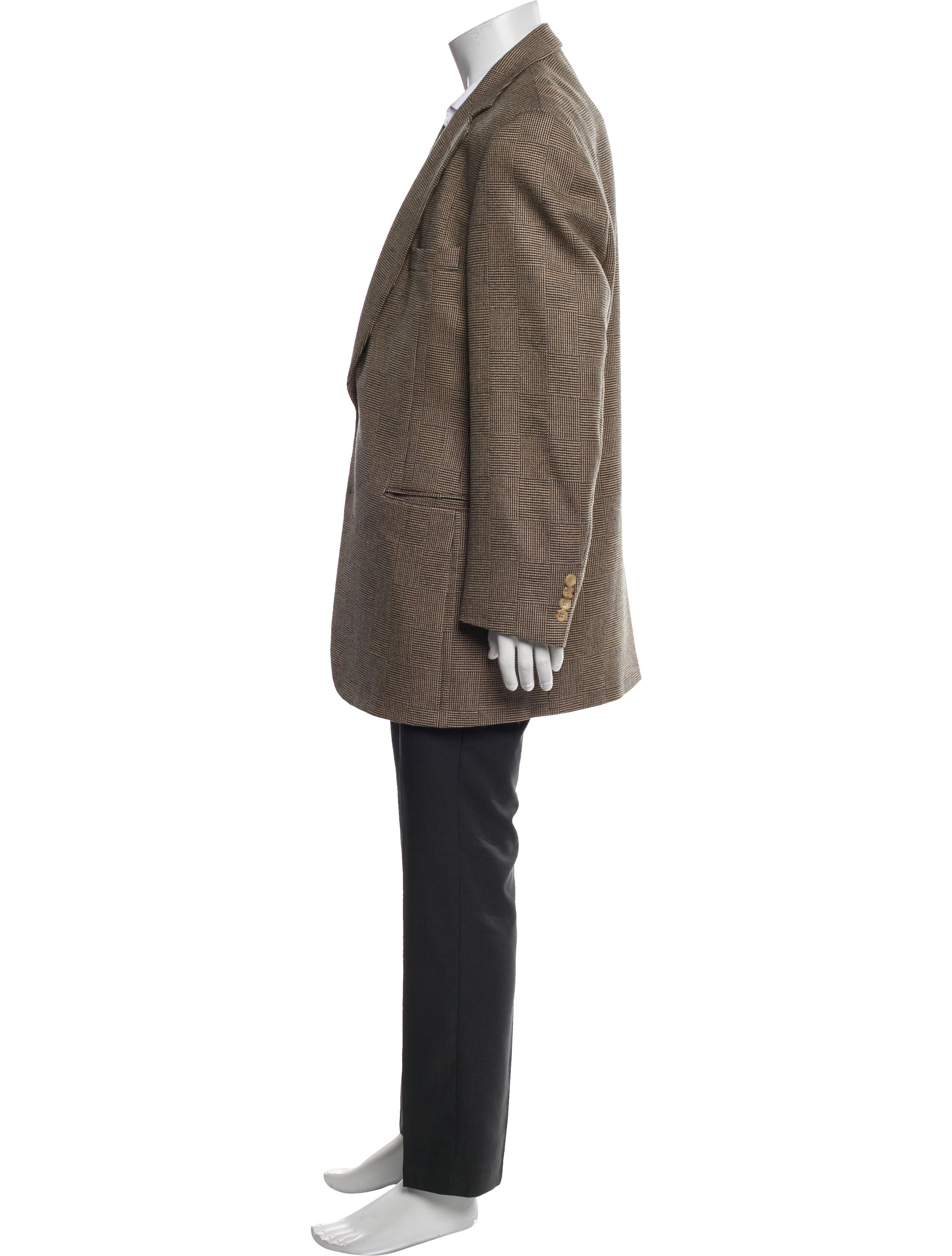 Paul Stuart Wool Plaid Print Blazer