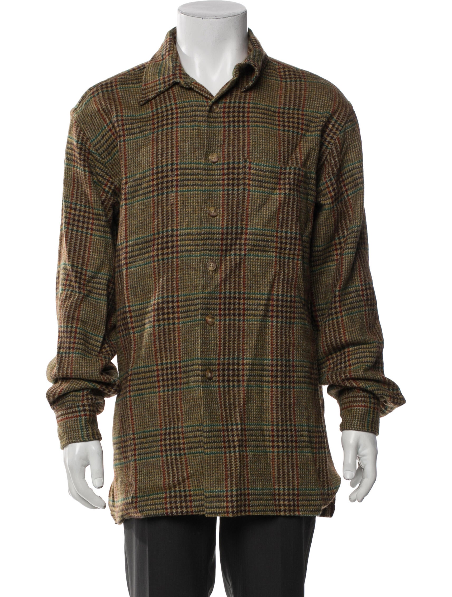 Paul Stuart Wool Plaid Print Utility Jacket