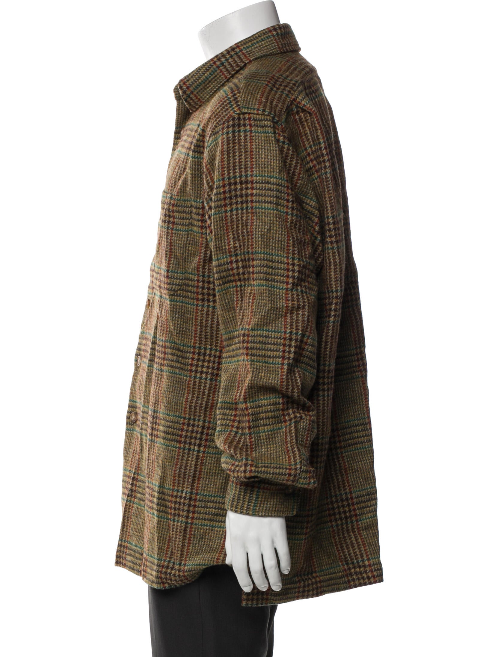 Paul Stuart Wool Plaid Print Utility Jacket