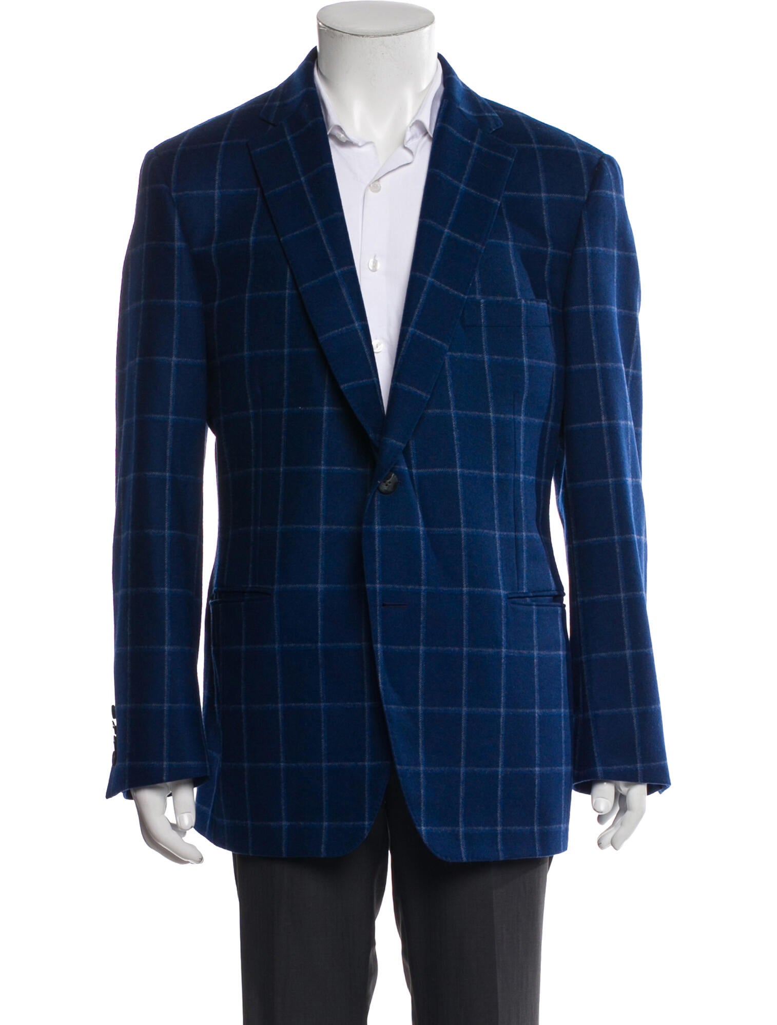 Paul Stuart Wool Plaid Print Blazer