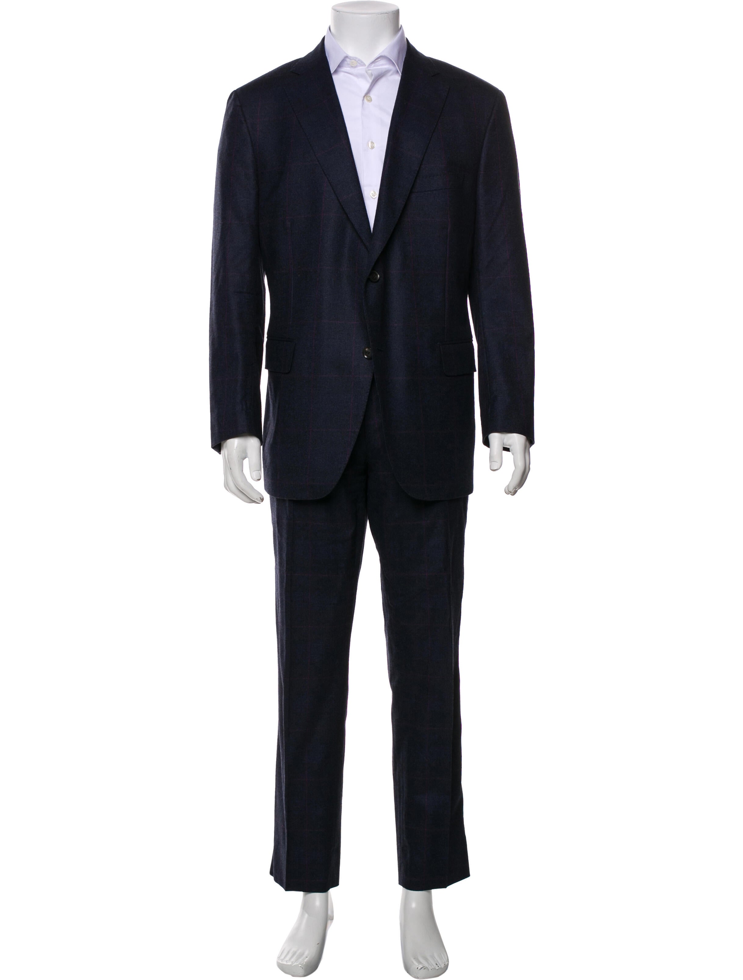 Paul Stuart Wool Plaid Print Two-Piece Suit