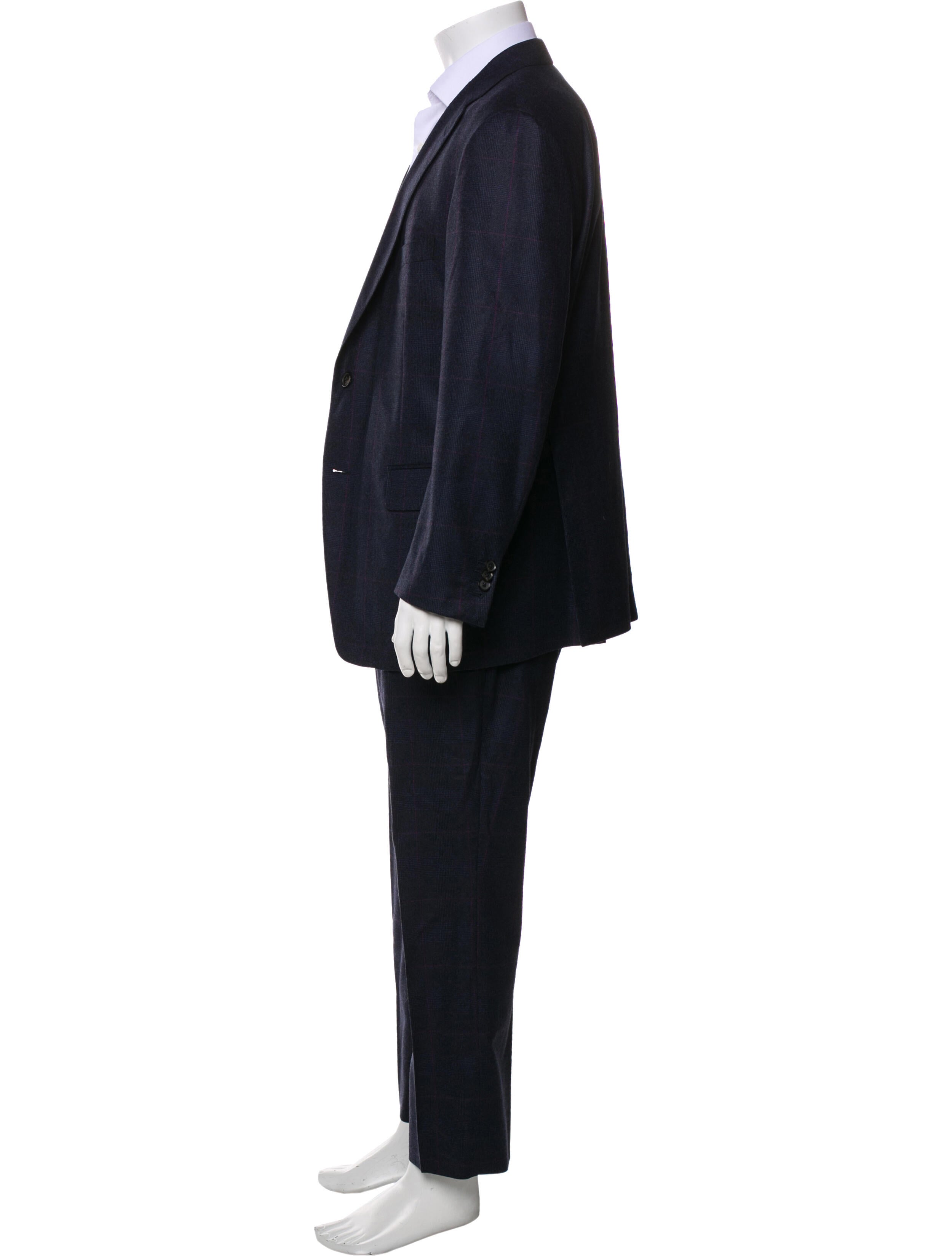 Paul Stuart Wool Plaid Print Two-Piece Suit