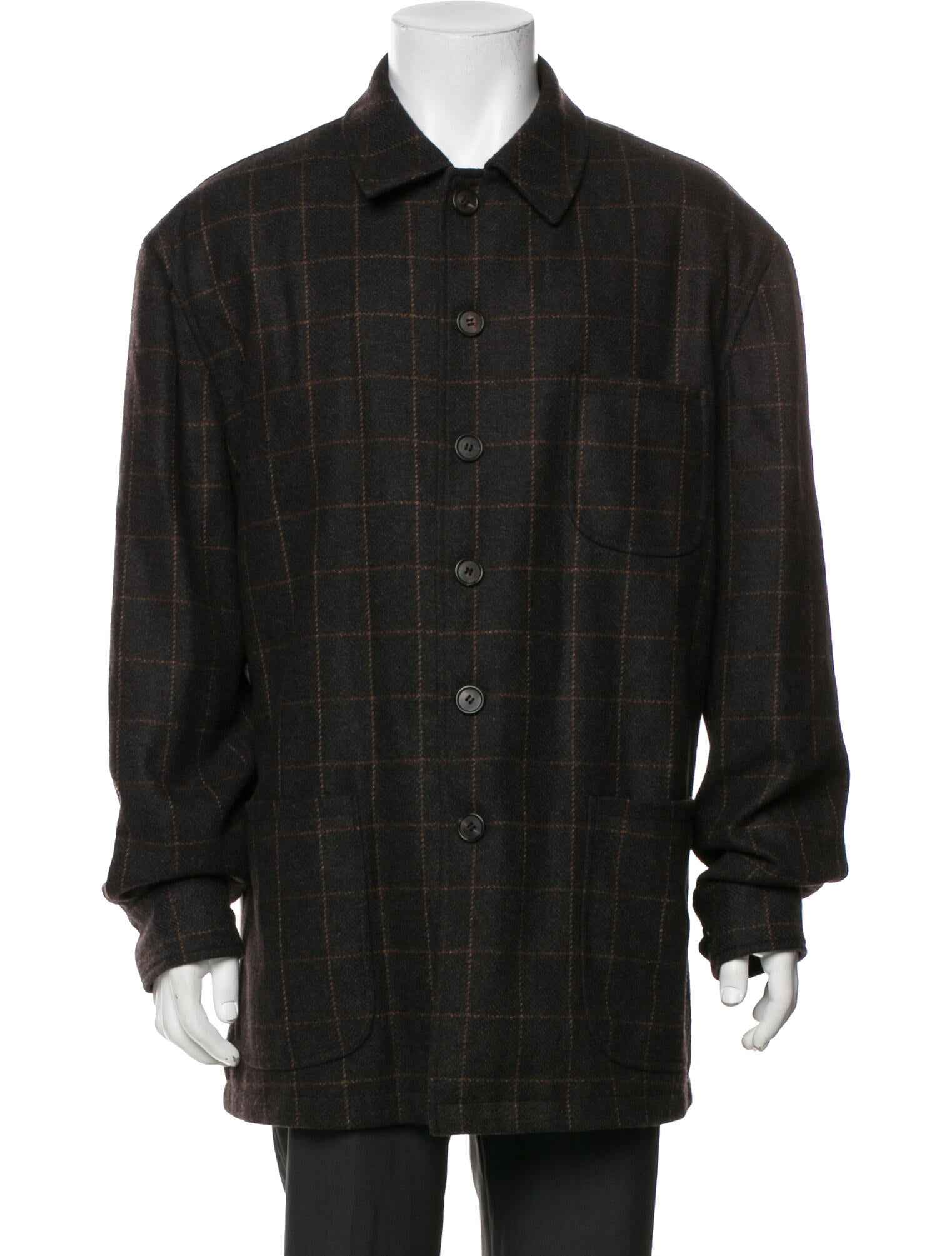 Paul Stuart Plaid Print Utility Jacket
