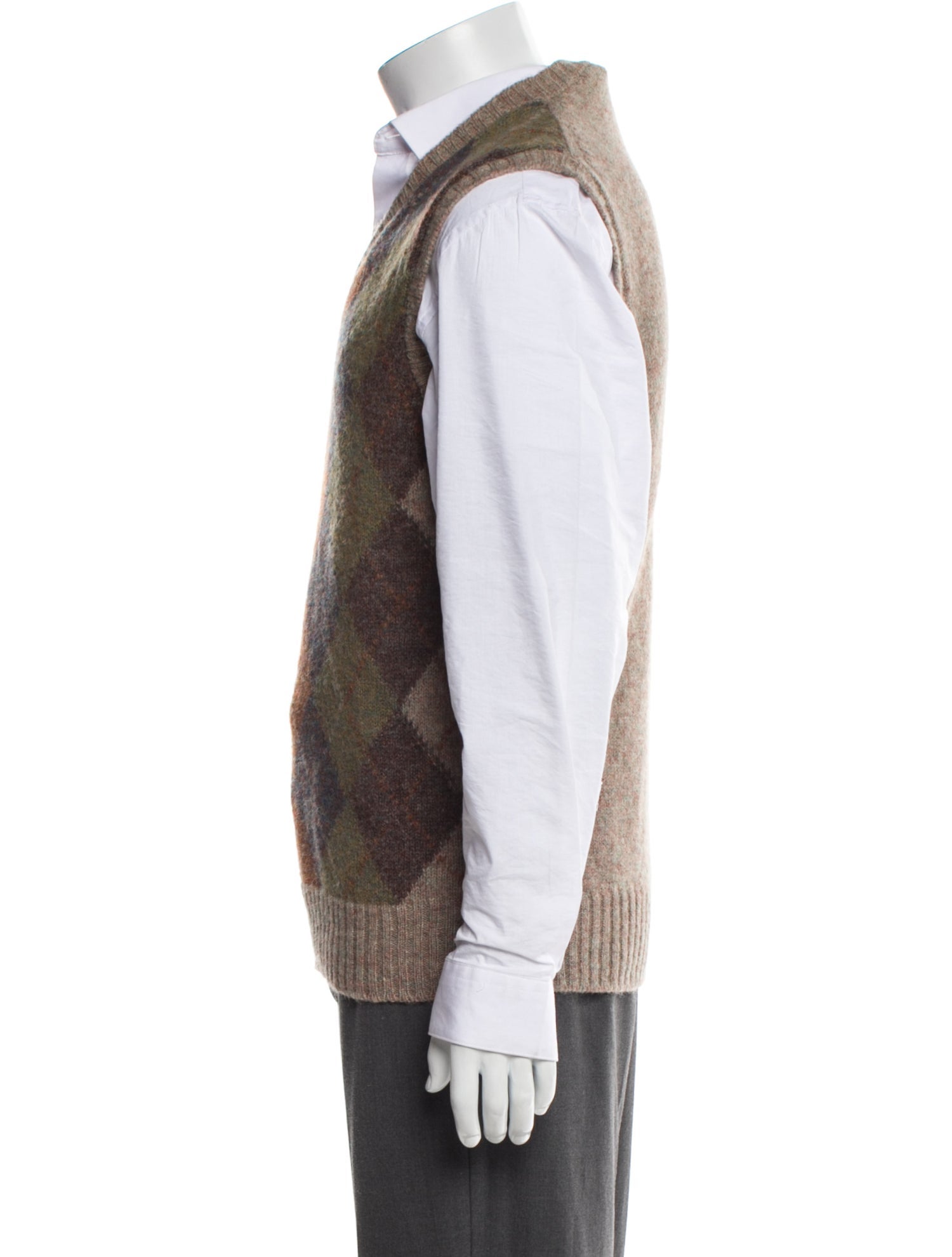 Paul Stuart Wool Plaid Print Sweater Vest