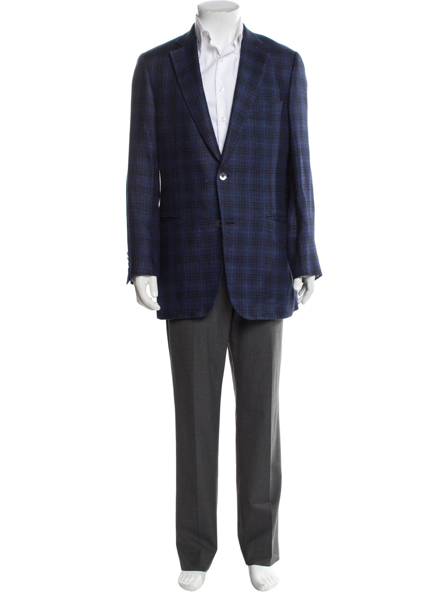Paul Stuart Silk Plaid Print Blazer