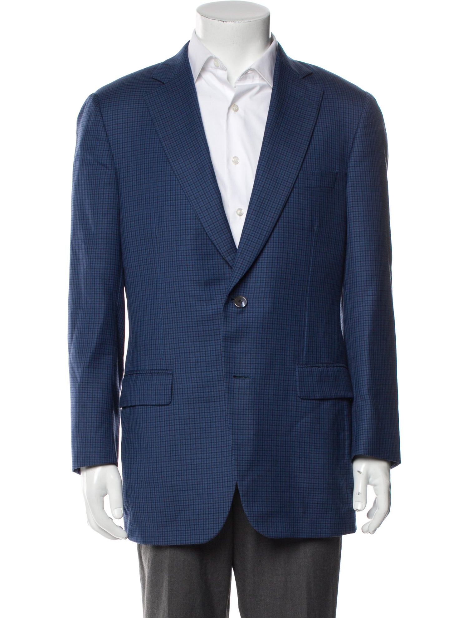 Paul Stuart Wool Plaid Print Blazer
