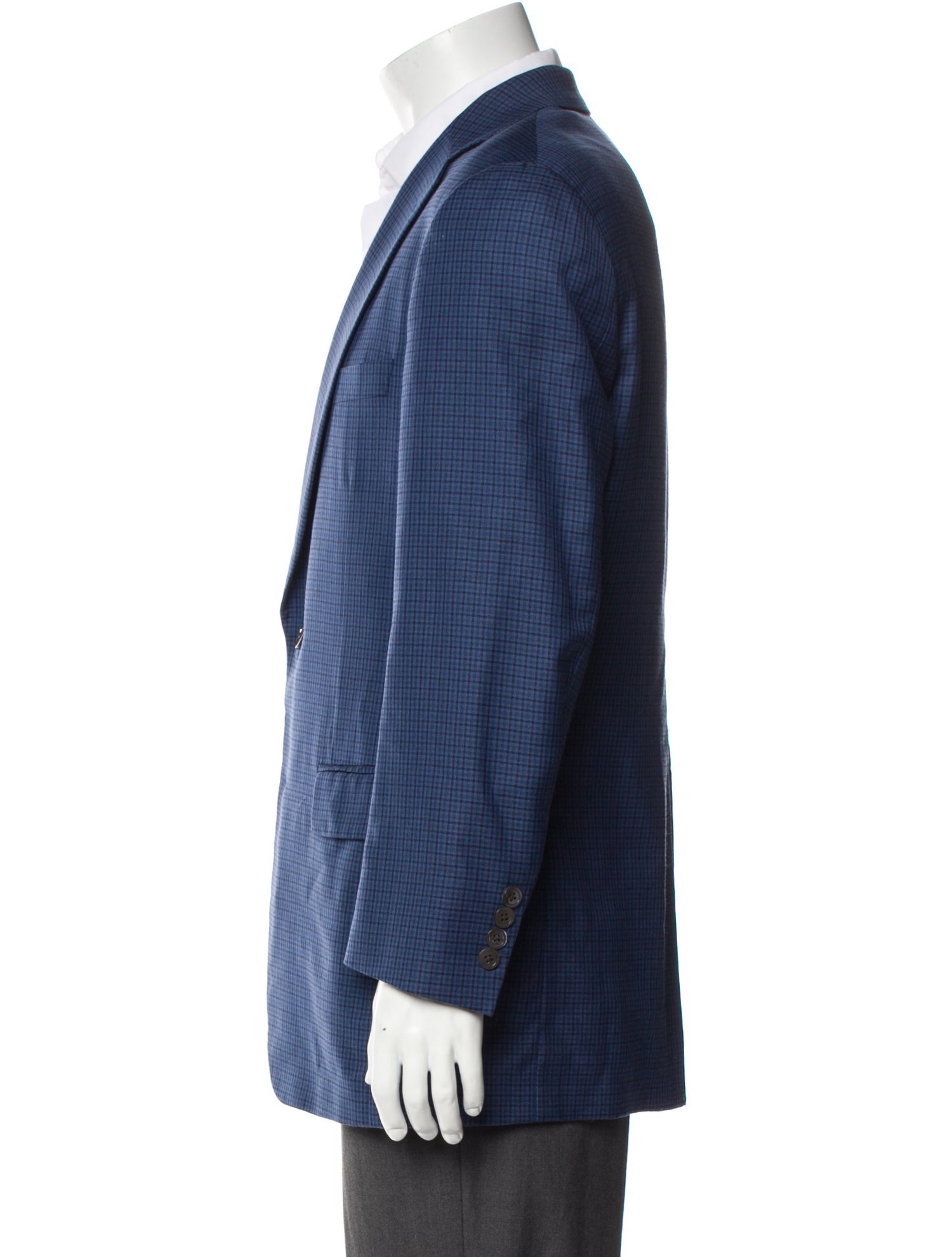 Paul Stuart Wool Plaid Print Blazer