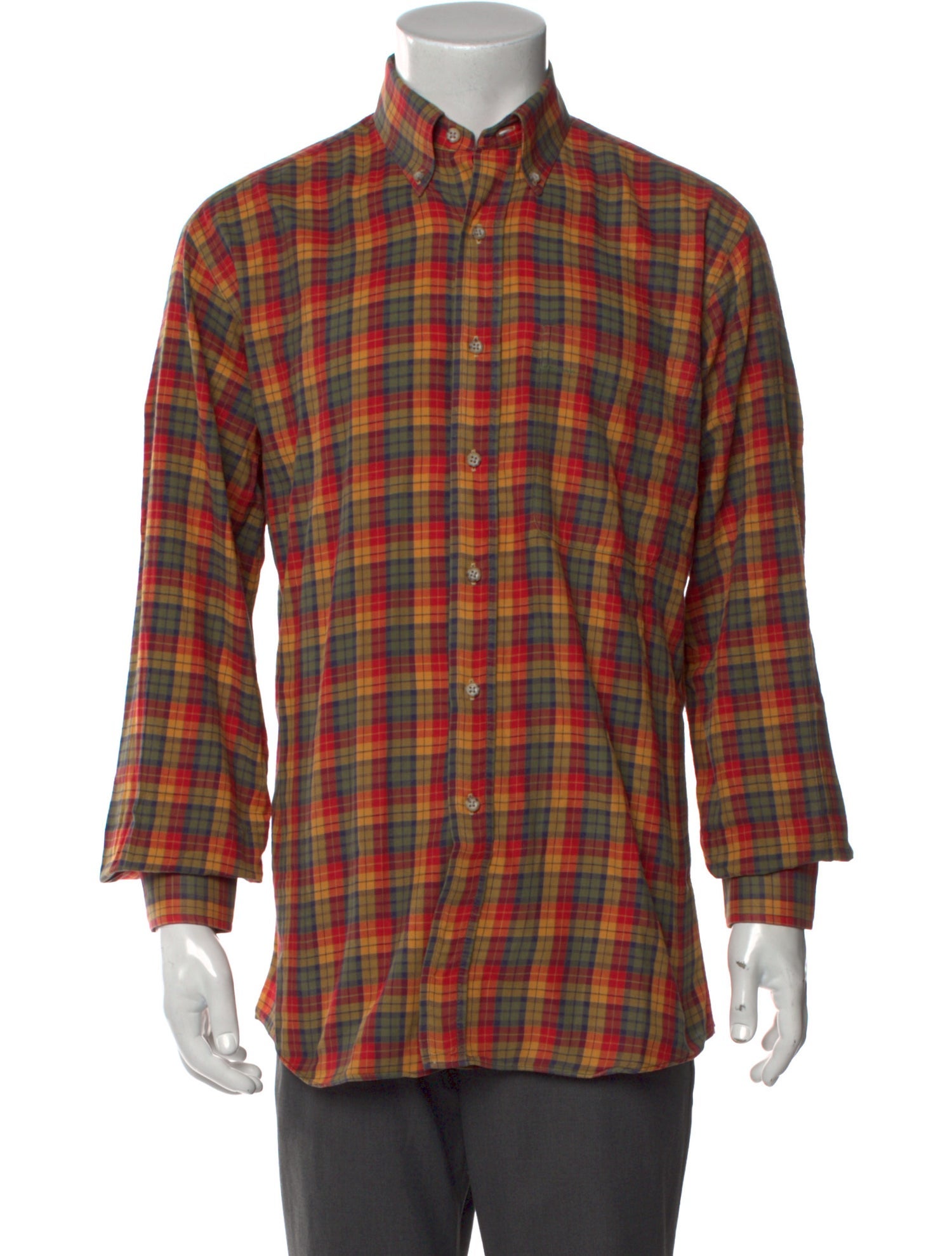 Paul Stuart Plaid Print Long Sleeve Shirt