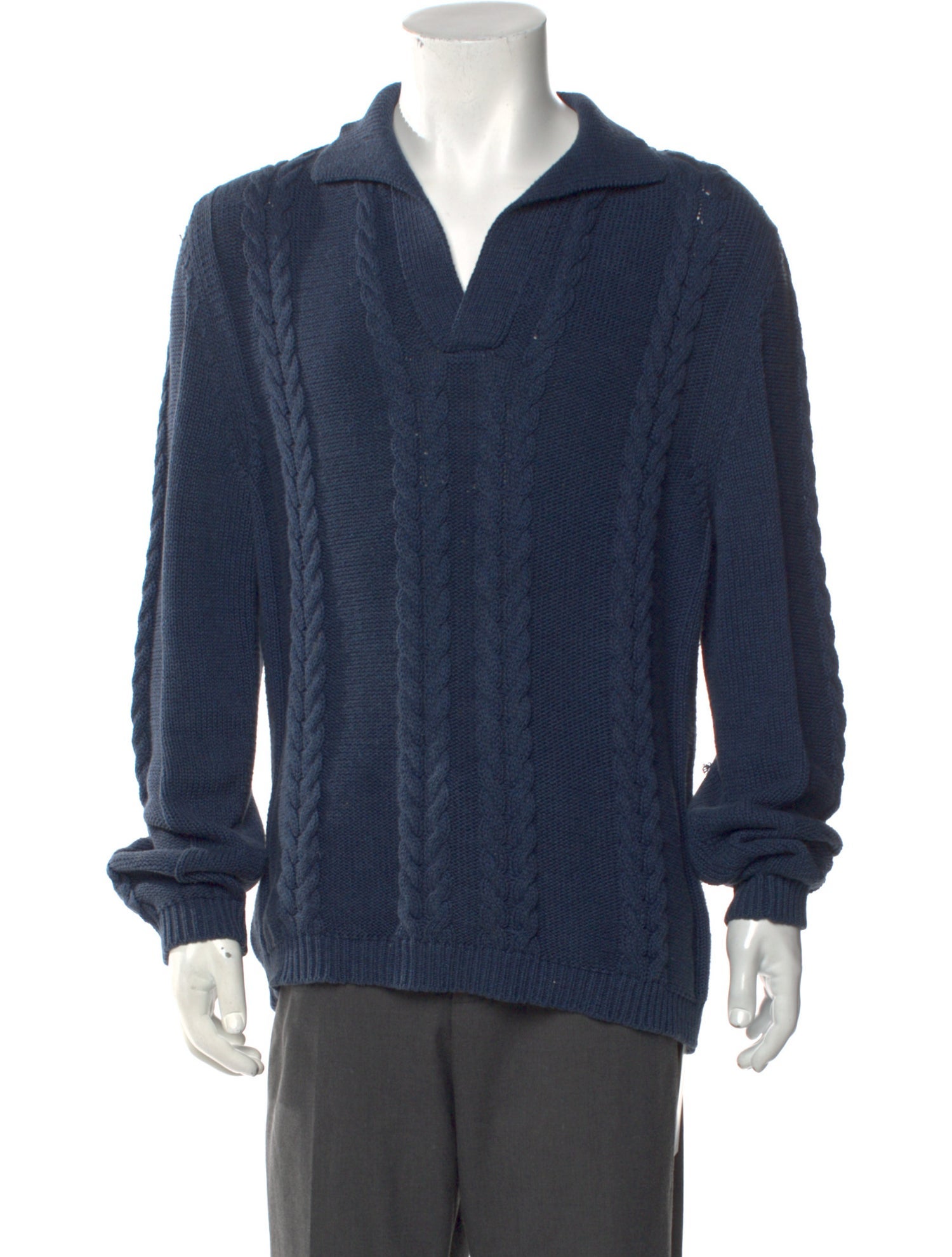 Paul Stuart V-Neck Long Sleeve Polo Sweater