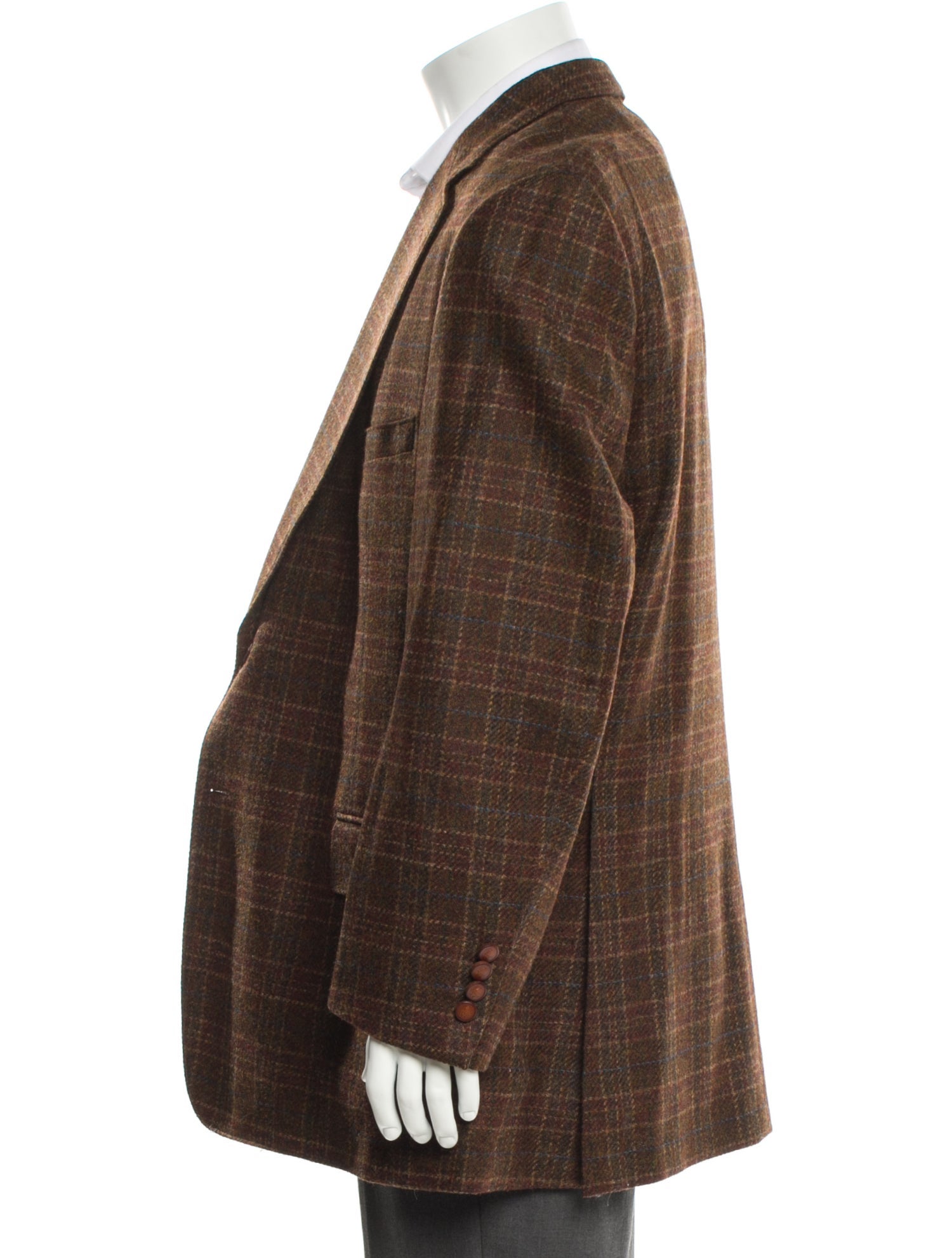 Paul Stuart Wool Plaid Print Blazer
