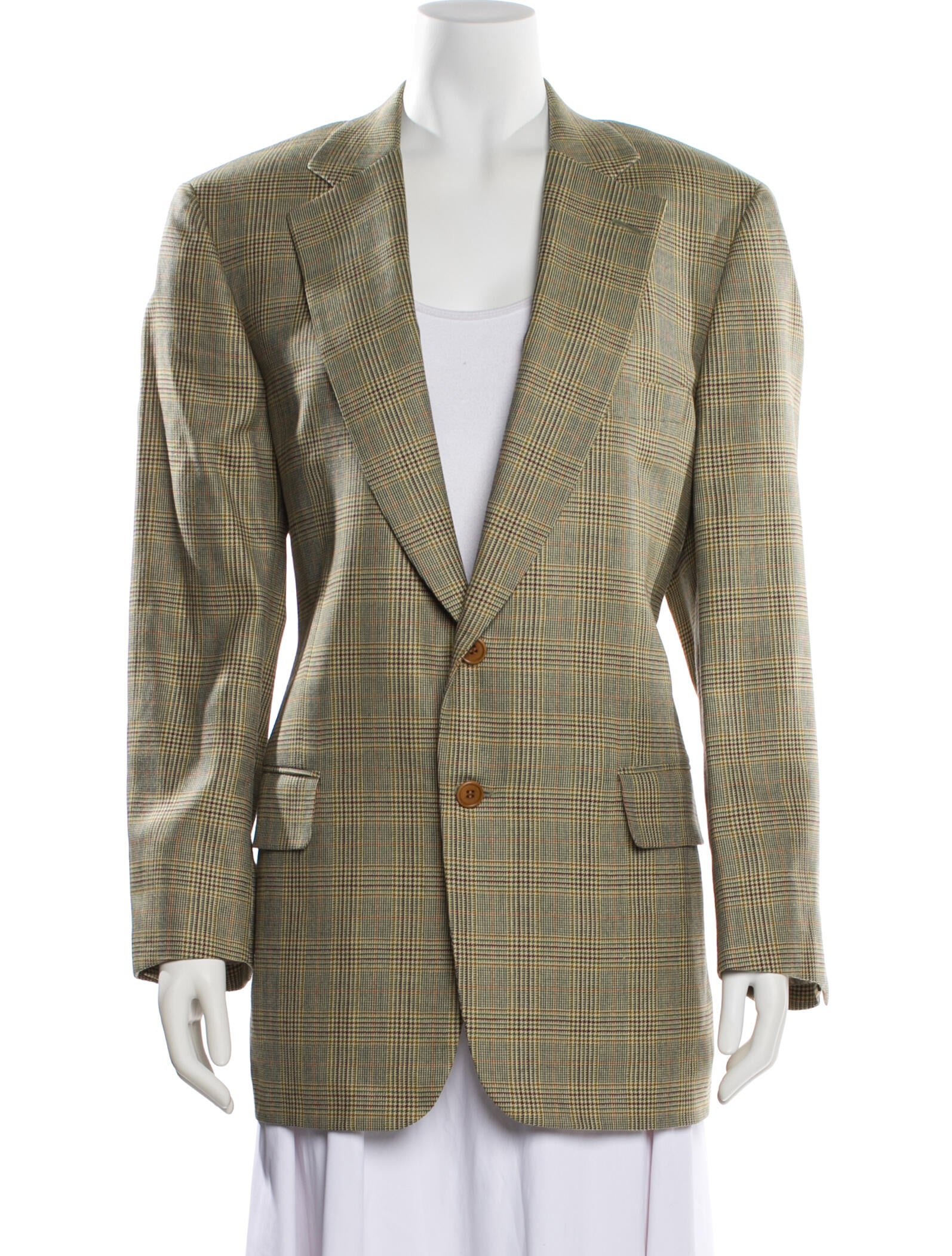 Paul Stuart Wool Plaid Print Blazer