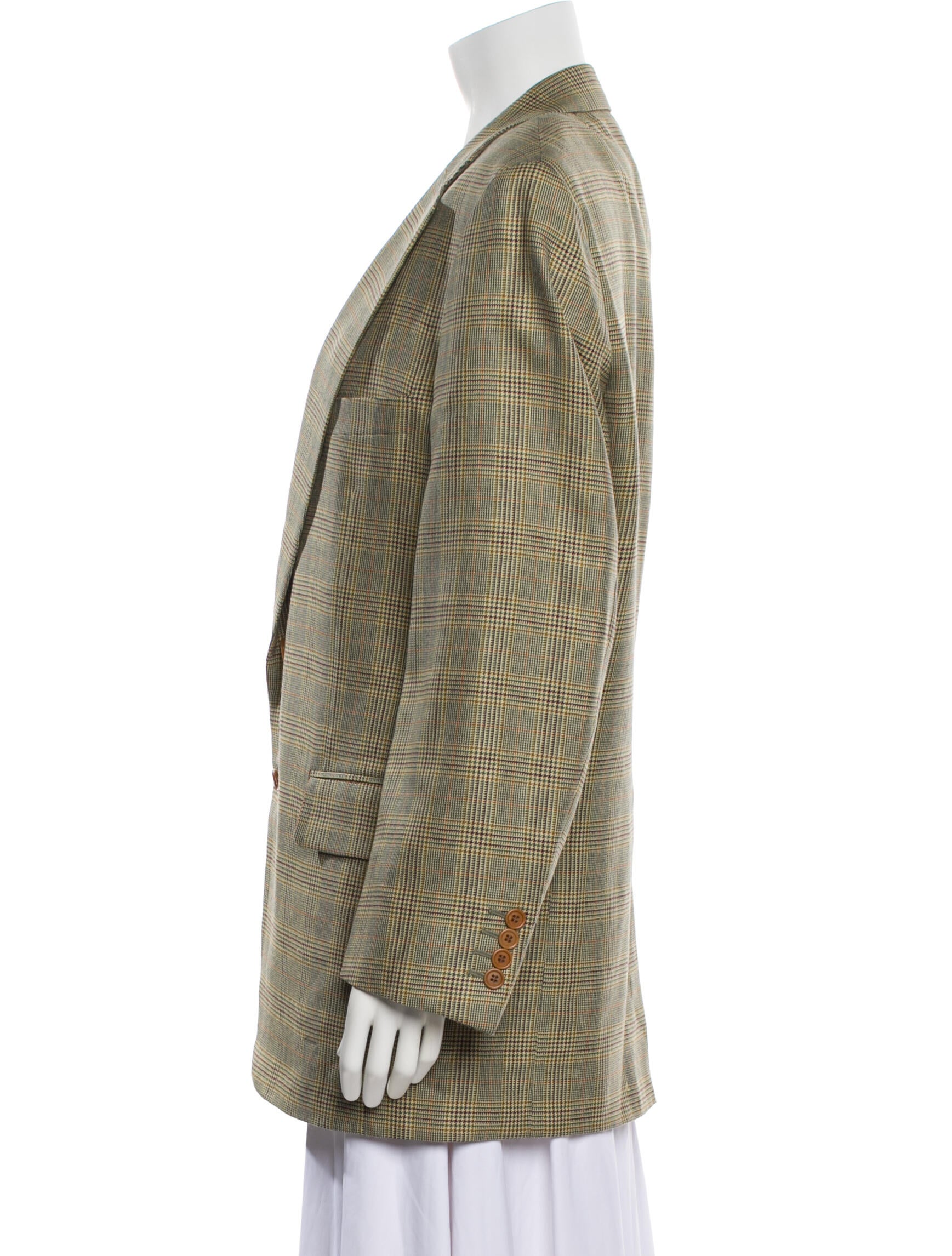 Paul Stuart Wool Plaid Print Blazer