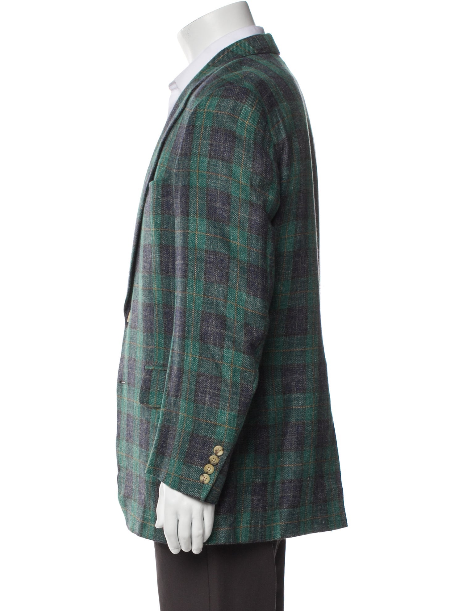 Paul Stuart Silk Plaid Print Blazer