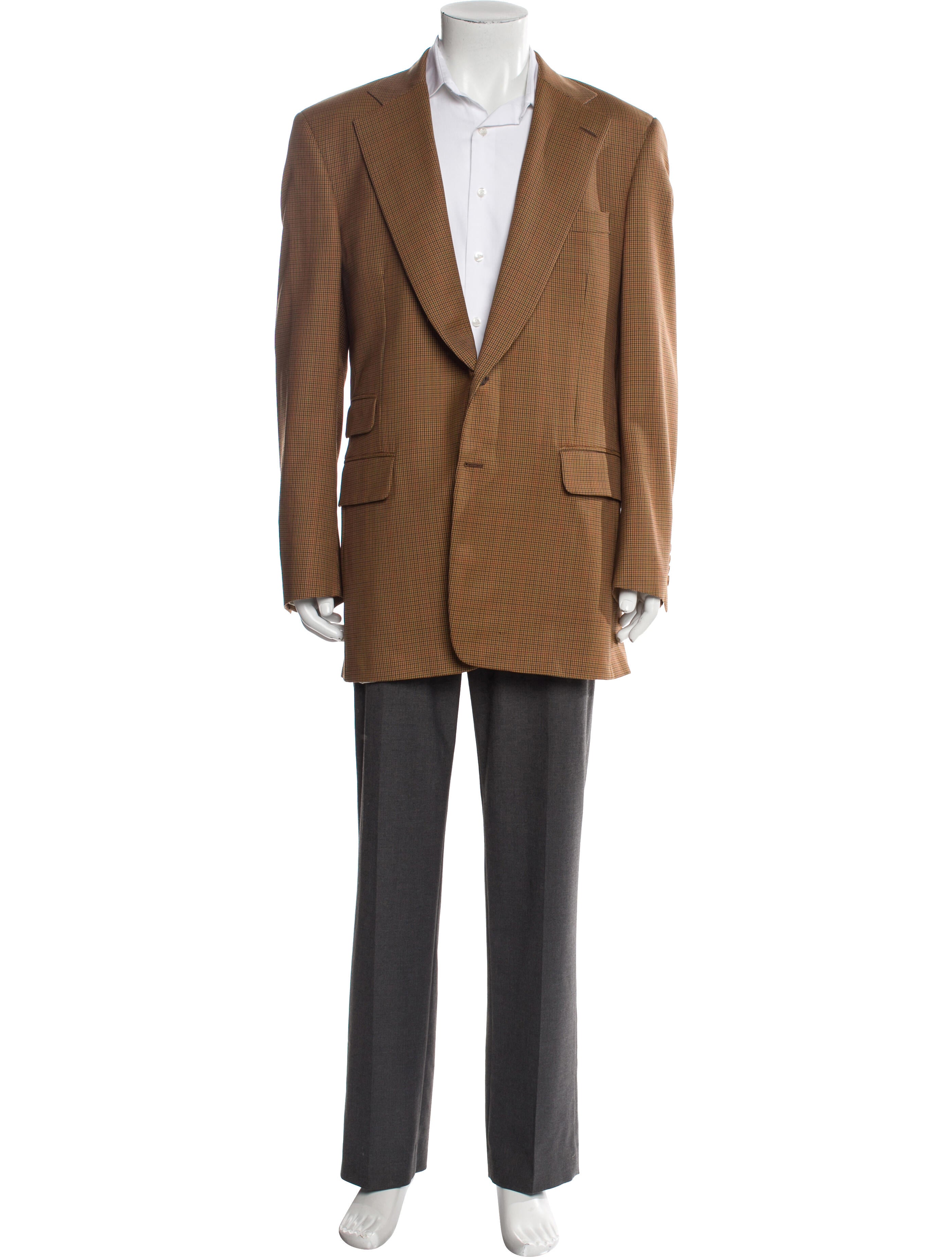 Paul Stuart Wool Plaid Print Blazer