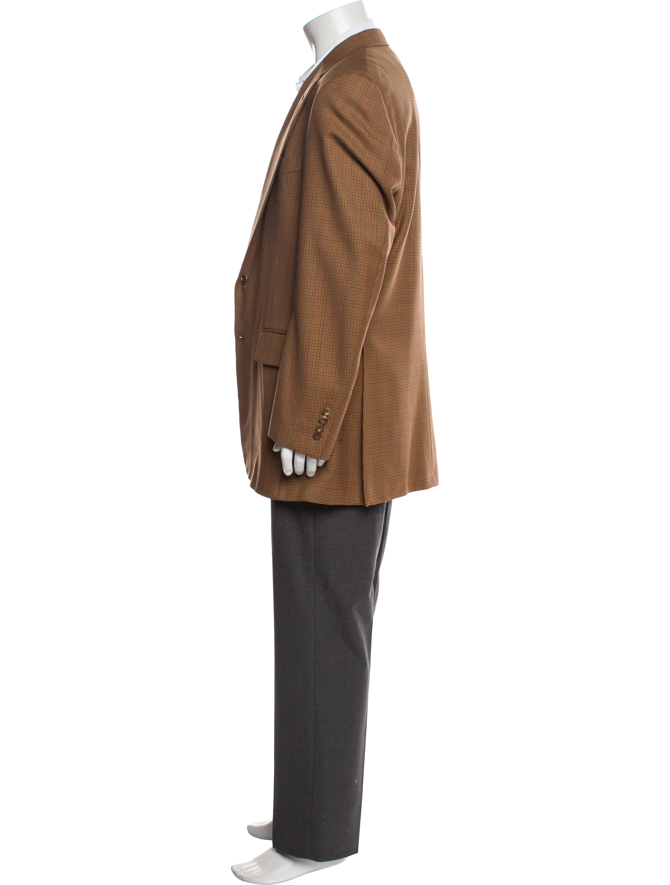 Paul Stuart Wool Plaid Print Blazer